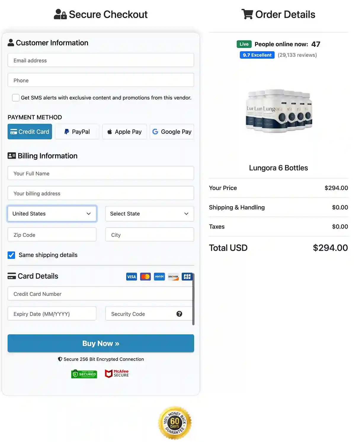 Lungora Secure Checkout